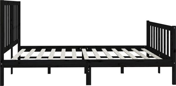 vidaXL Rama κρεβατιού από μασίφ πεύκο, μαύρη, 200x200 cm