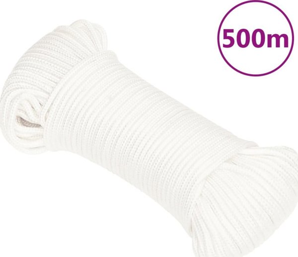 vidaXL Linka zeglarska, biala jednolita, 5 mm, 500 m, polipropylen