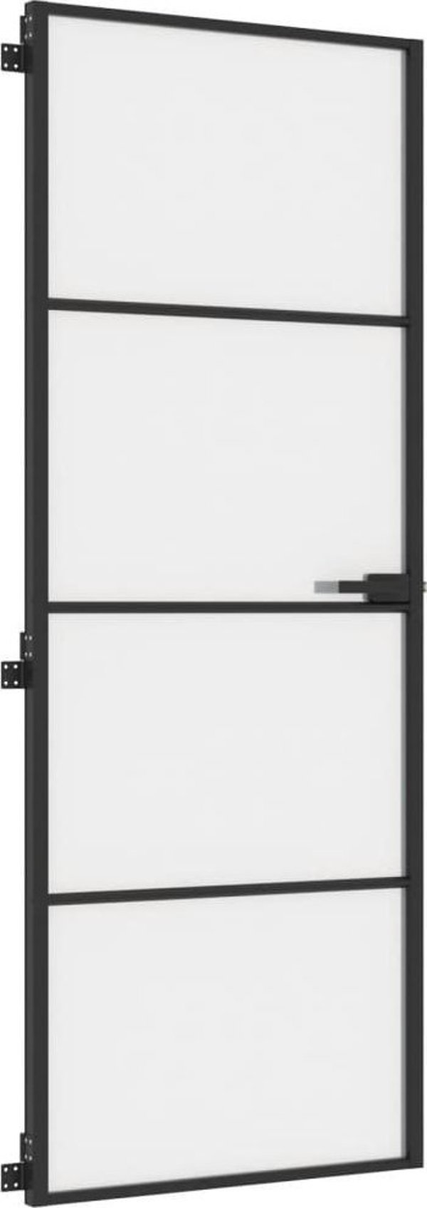 vidaXL Εσωτερική πόρτα, μαύρη, 76x201,5 cm, γυαλί και αλουμίνιο