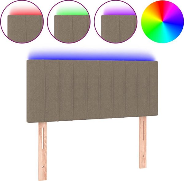vidaXL Κεφαλάρι κρεβατιού με LED, taupe, 100x5x78/88 cm, ύφασμα