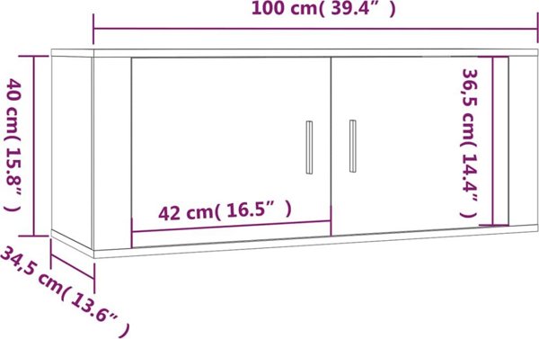 vidaXL Κρεμαστή Ντουλάπα Τηλεόρασης Λευκή 100x34,5x40 εκ.