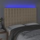 vidaXL Κεφαλάρι κρεβατιού με LED, κρεμ, 144x5x118/128 εκ., ύφασμα