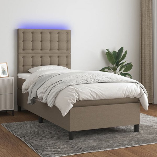 vidaXL Continental κρεβάτι με στρώμα taupe 90x190 εκ. ύφασμα