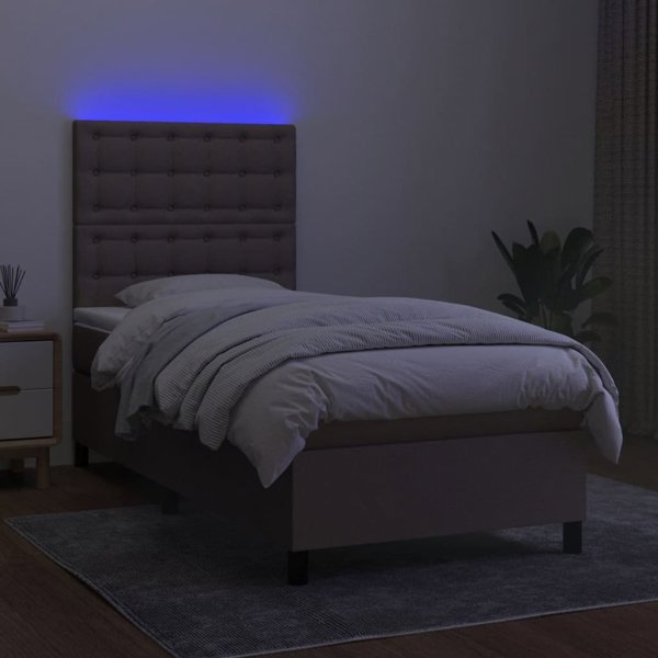 vidaXL Continental κρεβάτι με στρώμα taupe 90x190 εκ. ύφασμα