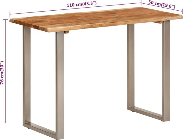 vidaXL Τραπεζαρία, 110x50x76 εκ., από μασίφ ξύλο ακακίας