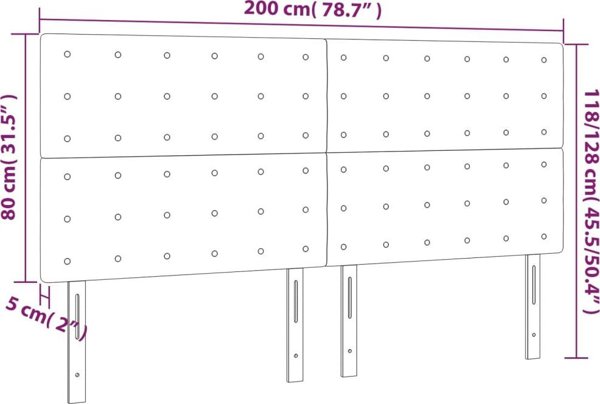 vidaXL Κεφαλάρι για κρεβάτι, γκρι, 200x5x118/128 εκ., συνθετικό δέρμα