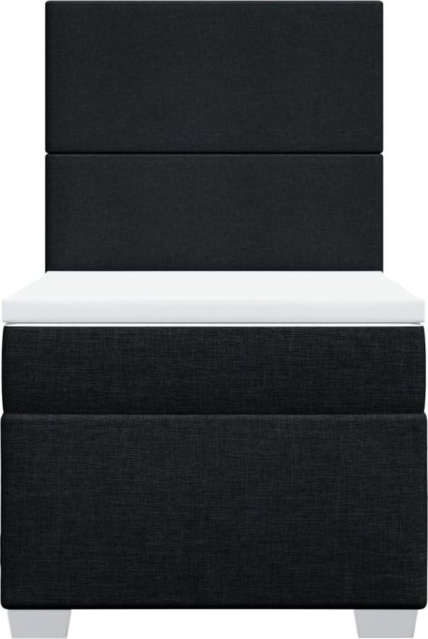 vidaXL Κρεβάτι Continental με στρώμα, μαύρο, ύφασμα, 80x200 cm