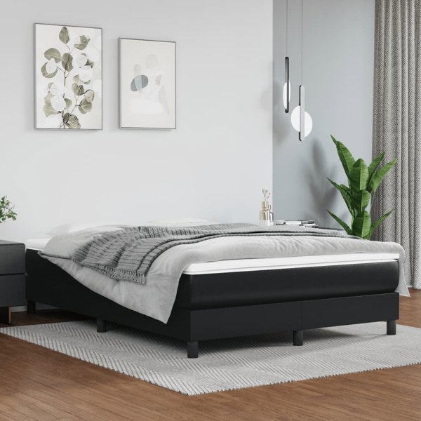 vidaXL Στρώμα με θήκες μαύρο 140x200x20 cm τεχνητό δέρμα
