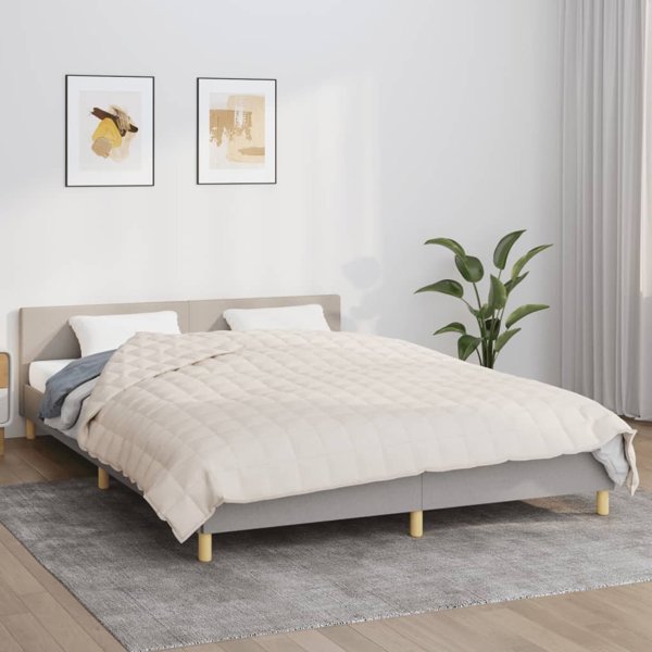 vidaXL Βάρος-κουβέρτα, κρεμ, 220x235 εκ., 11 κιλά, υφασμάτινη