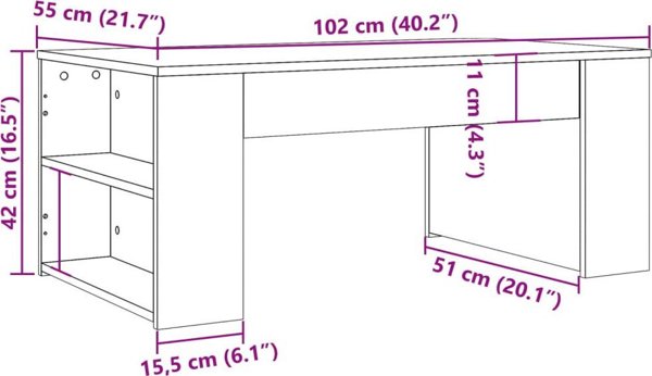 vidaXL Stolik kawowy, stare drewno, 102x55x42 cm
