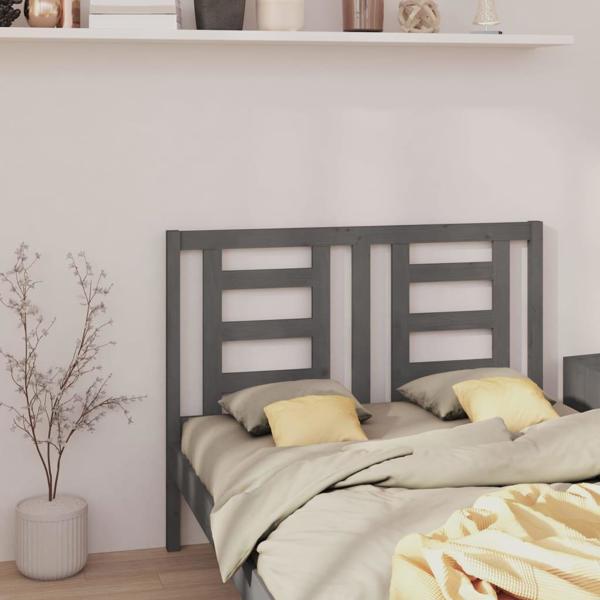 vidaXL Κεφαλάρι κρεβατιού, γκρι, 146x4x100 εκ., μασίφ πεύκο