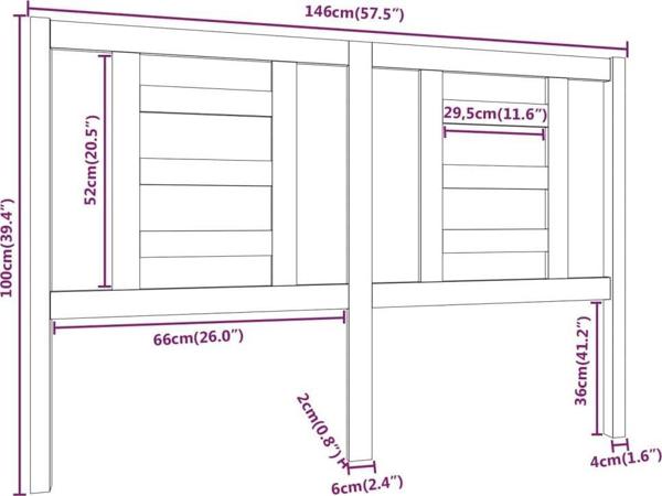 vidaXL Κεφαλάρι κρεβατιού, γκρι, 146x4x100 εκ., μασίφ πεύκο