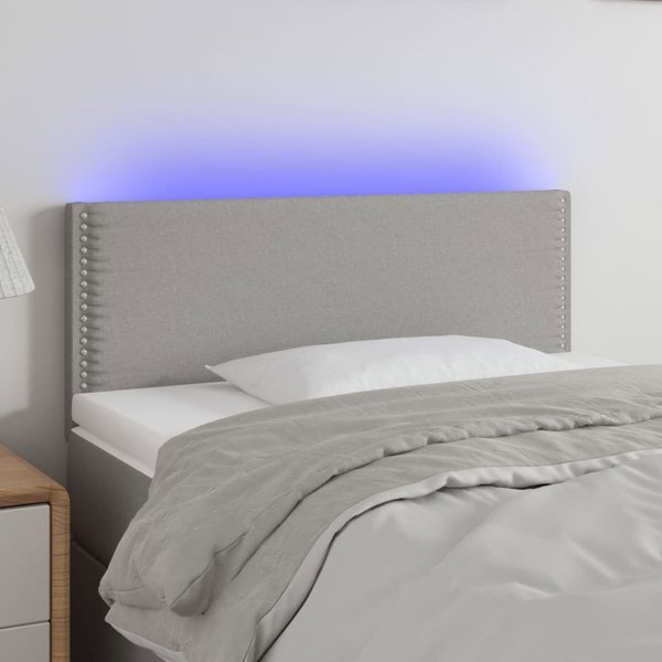 vidaXL Zaglowek do lozka me to LED jasnoszaro 90x5x78/88 cm tkanina