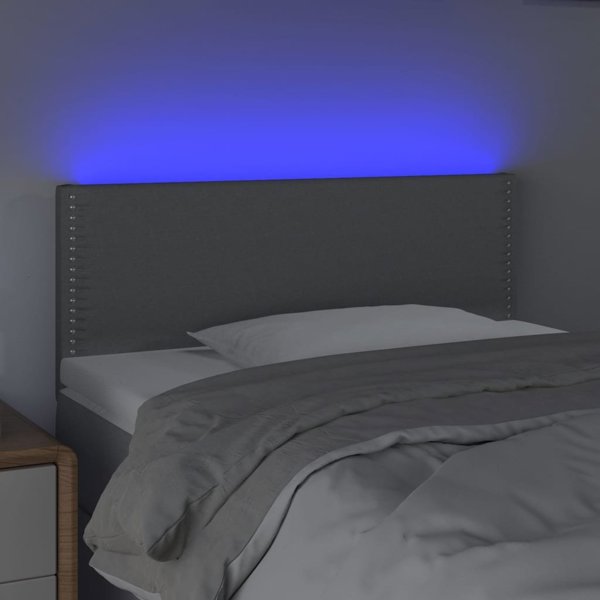 vidaXL Zaglowek do lozka me to LED jasnoszaro 90x5x78/88 cm tkanina