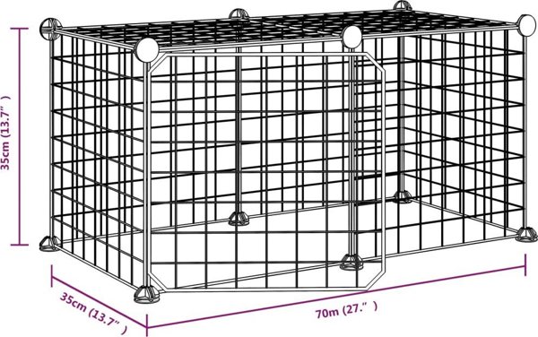 vidaXL Κλουβί για ζώα με πόρτα, 8 πάνελ, μαύρο, 35x35 εκ, ατσάλι