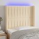 vidaXL Ζαγλόουεκ για κρεβάτι με LED, κρεμ, 93x16x118/128 cm, ύφασμα
