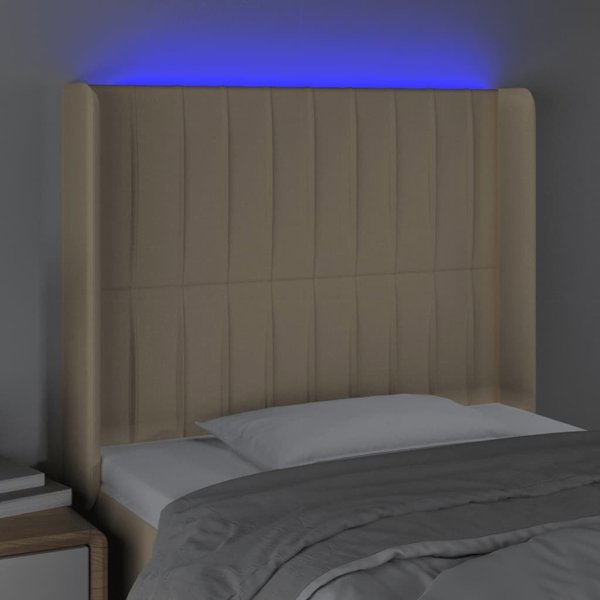 vidaXL Ζαγλόουεκ για κρεβάτι με LED, κρεμ, 93x16x118/128 cm, ύφασμα