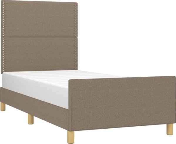 vidaXL Rama κρεβατιού με κεφαλάρι, taupe, 90x190 εκ., επενδυμένη με ύφασμα