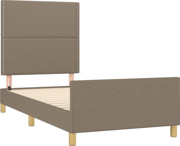 vidaXL Rama κρεβατιού με κεφαλάρι, taupe, 90x190 εκ., επενδυμένη με ύφασμα