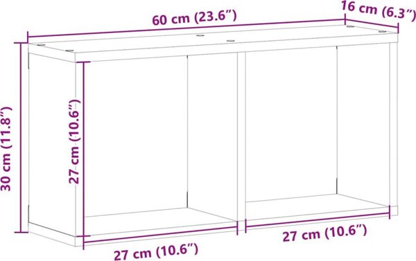 vidaXL Επιτοίχιο ράφι, 60x16x30 εκ., γκρι Sonoma δρυς