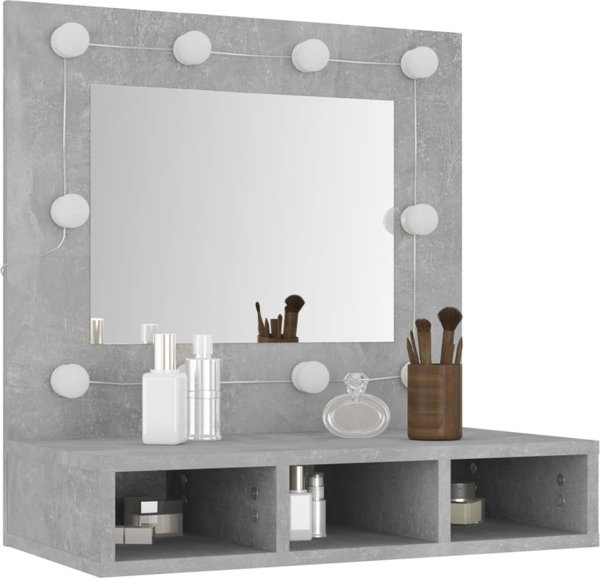 vidaXL Szafka z lustrem i oswietleniem LED, szary beton, 60x31,5x62 cm