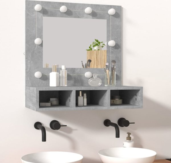 vidaXL Szafka z lustrem i oswietleniem LED, szary beton, 60x31,5x62 cm