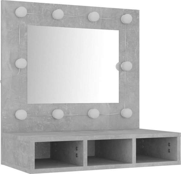 vidaXL Szafka z lustrem i oswietleniem LED, szary beton, 60x31,5x62 cm