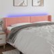 vidaXL Κεφαλάρι κρεβατιού με LED, ροζ, 203x16x78/88 εκ., βελούδο