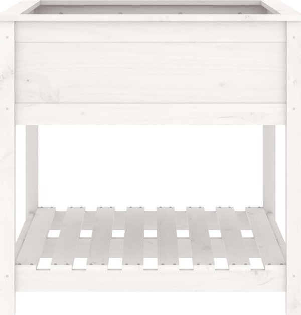 vidaXL Ζαρντινιέρα με ραφιέρα, λευκή, 82,5x82,5x81 εκ., μασίφ πεύκο
