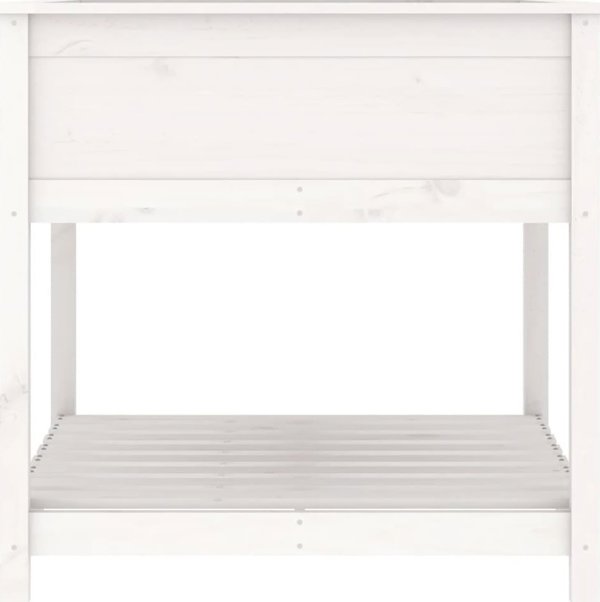 vidaXL Ζαρντινιέρα με ραφιέρα, λευκή, 82,5x82,5x81 εκ., μασίφ πεύκο