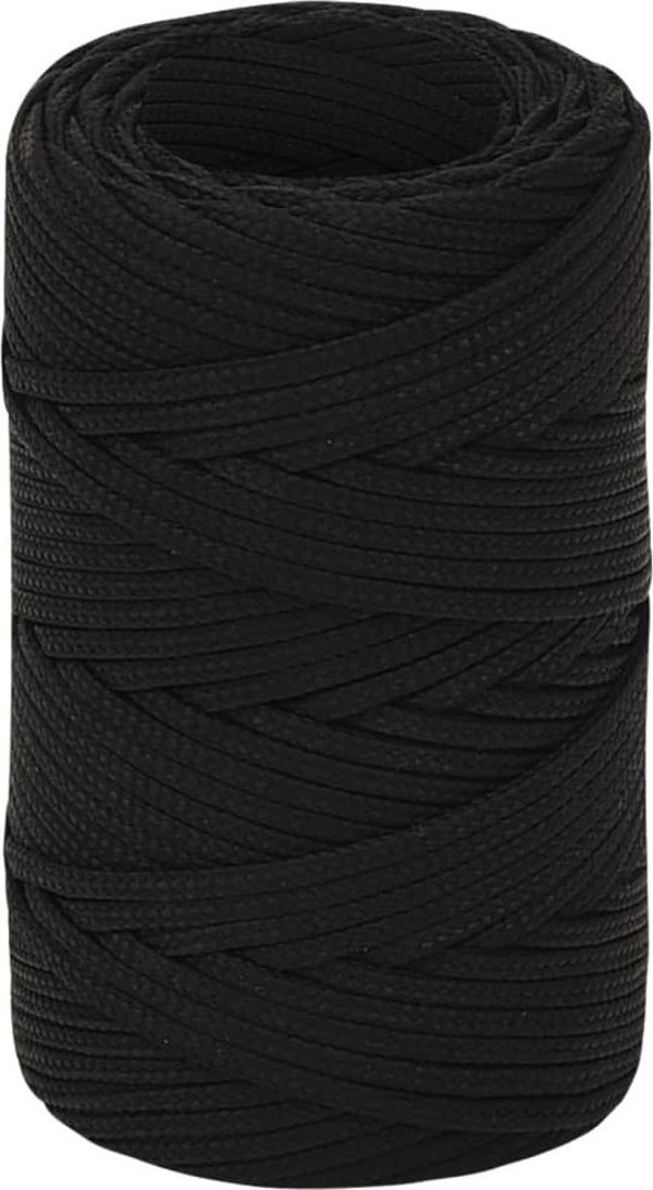 vidaXL vidaXL LinKa robocza, czarna, 2 mm, 100 m, poliester