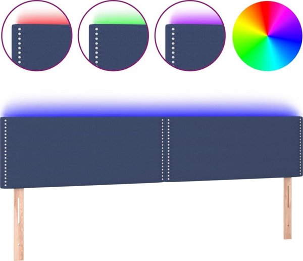 vidaXL Zagolowek do lozka z LED, niebieski, 200x5x78/88 cm, tkanina