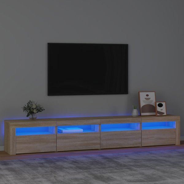 vidaXL Έπιπλο Τηλεόρασης με LED Φωτισμό, δρυς Sonoma, 240x35x40 εκ.