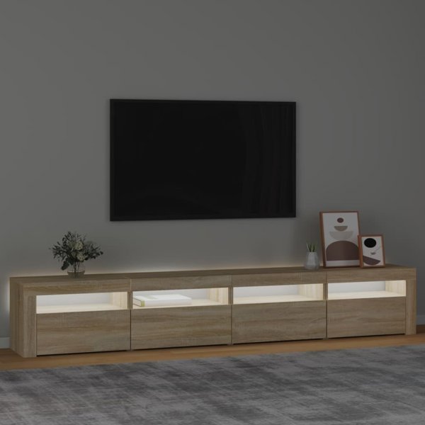 vidaXL Έπιπλο Τηλεόρασης με LED Φωτισμό, δρυς Sonoma, 240x35x40 εκ.