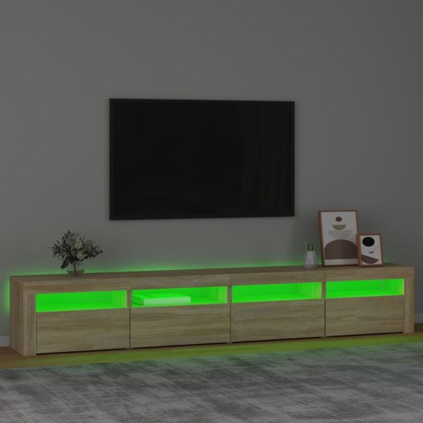 vidaXL Έπιπλο Τηλεόρασης με LED Φωτισμό, δρυς Sonoma, 240x35x40 εκ.
