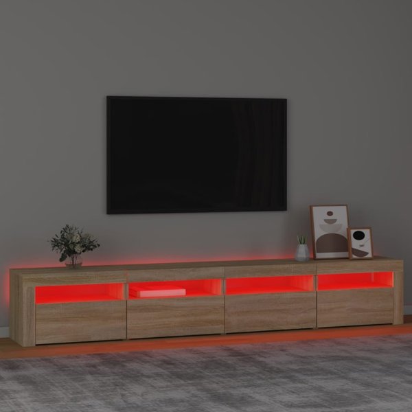 vidaXL Έπιπλο Τηλεόρασης με LED Φωτισμό, δρυς Sonoma, 240x35x40 εκ.