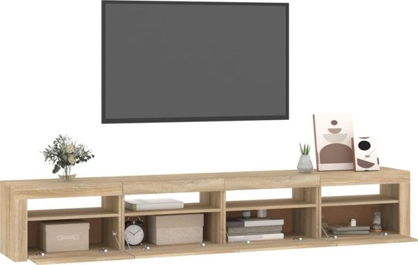 vidaXL Έπιπλο Τηλεόρασης με LED Φωτισμό, δρυς Sonoma, 240x35x40 εκ.