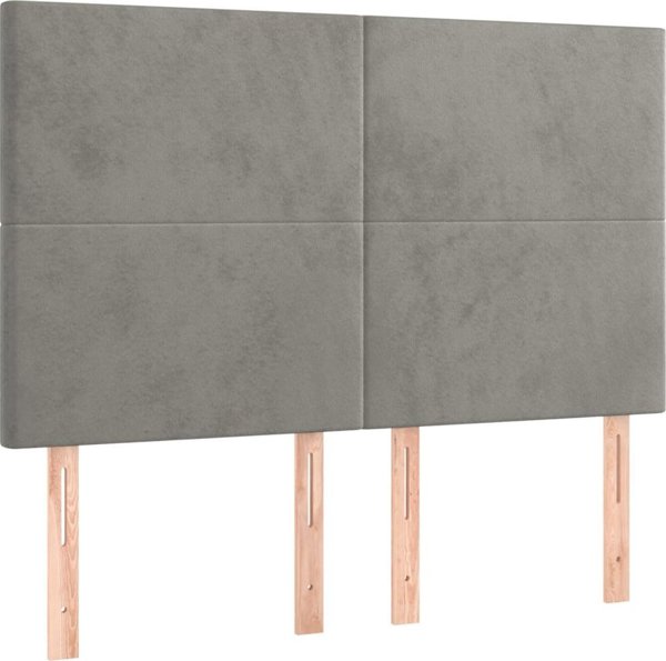 vidaXL Επικεφαλής κρεβατιού από βελούδο, σετ 4 τεμ., ανοιχτό γκρι, 72x5x78/88 cm