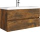 vidaXL Ντουλάπι νιπτήρα, καπνιστή δρυς, 90x38,5x45 cm