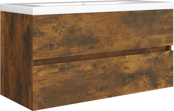 vidaXL Ντουλάπι νιπτήρα, καπνιστή δρυς, 90x38,5x45 cm