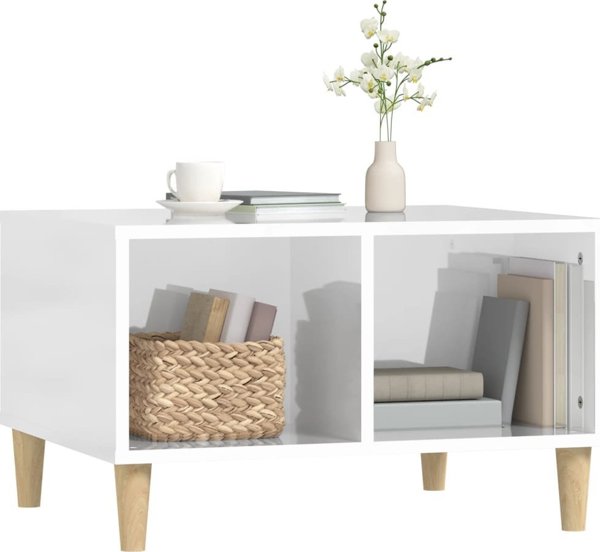 vidaXL Λευκό τραπεζάκι καφέ υψηλής γυαλάδας, 60x50x36,5 cm