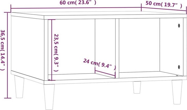 vidaXL Λευκό τραπεζάκι καφέ υψηλής γυαλάδας, 60x50x36,5 cm