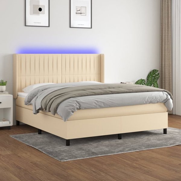 vidaXL Λουζκο κοντινεντάλε με στρώμα, κρεμ, 180x200 cm, ύφασμα