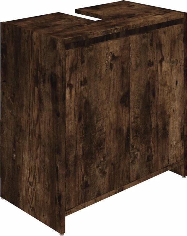 vidaXL Ντουλάπι μπάνιου, καπνιστή δρυς, 60x33x61 εκ.
