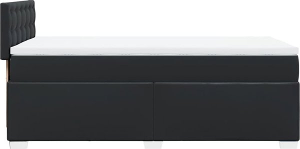 vidaXL Lozko kontynentalne z materacem, czarne, ekoskora 90x200 cm