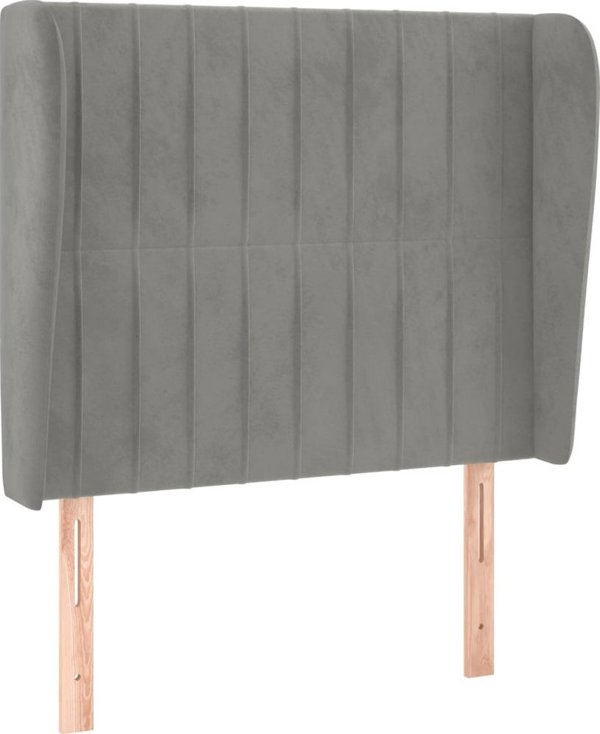 vidaXL Zaglowek uszak, jasnoszary, 93x23x118/128 cm, aksamit