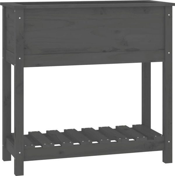 vidaXL Donica με ράφι, γκρι, 82,5x34,5x81 εκ., μασίφ ξύλο πεύκου
