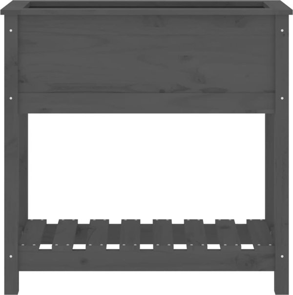 vidaXL Donica με ράφι, γκρι, 82,5x34,5x81 εκ., μασίφ ξύλο πεύκου
