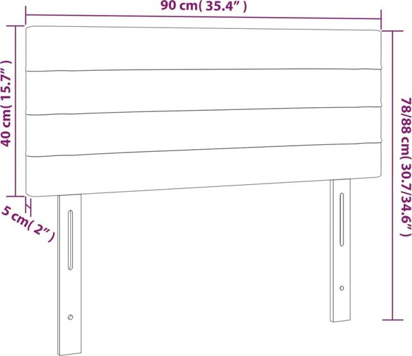 vidaXL Κεφαλάρι Κρεβατιού με LED Γκρι 90x5x78/88 εκ Βελούδο