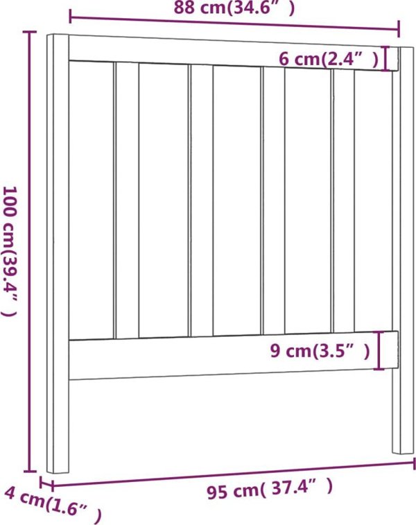 vidaXL Κεφαλάρι κρεβατιού, 95x4x100 cm, από συμπαγές πεύκο